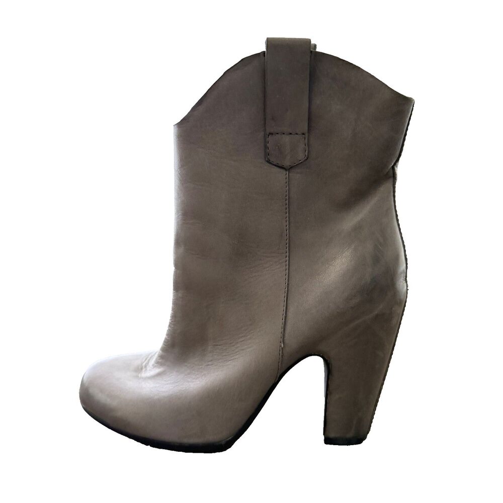 Kork Ease Lena Western Style Heeled Booties Gray Leather Women Sz 9 Boho Chic